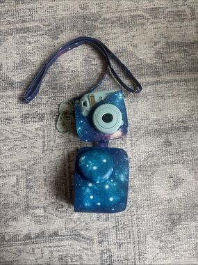 Fujifilm Instax Camera with Galaxy Blue Case and Strap